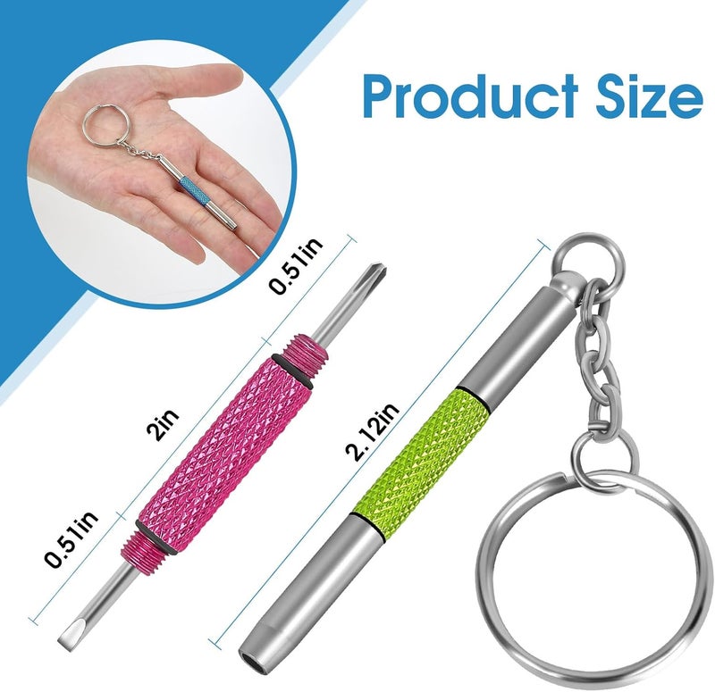 UNEAK Eyeglass Screwdriver Repair Kit Pink Green Yellow Red Blue Mini Glasses Screwdrivers Set Precision 3 in 1 Keychain, Sunglasses, Sunglass, Watch, Electronics, Eyeglasses, Flat Head, Phillips, Hex - Image 4